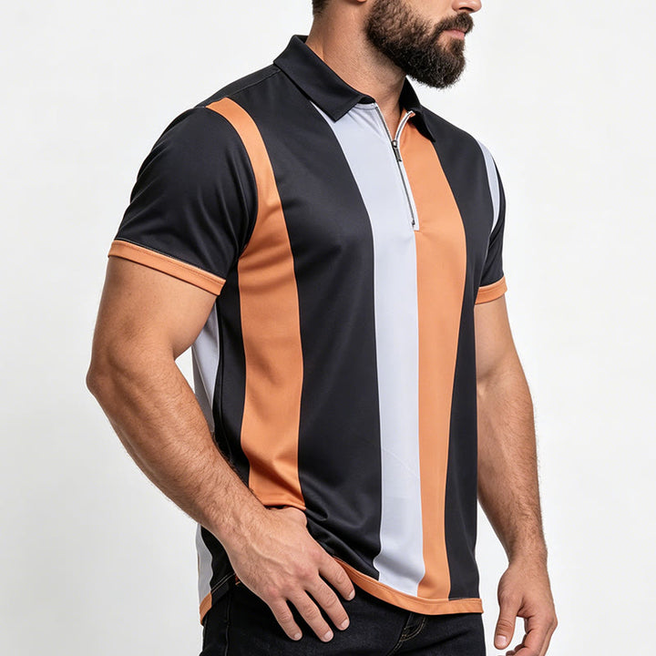 Polo à manches courtes en maille à rayures verticales vintage pour homme - image 3