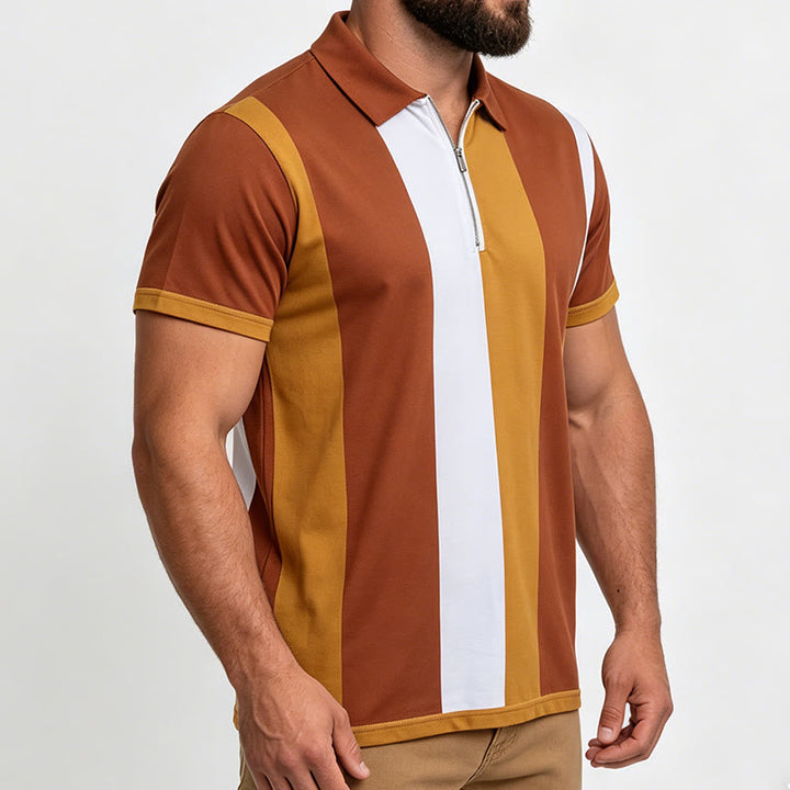 Polo à manches courtes en maille à rayures verticales vintage pour homme - image 20
