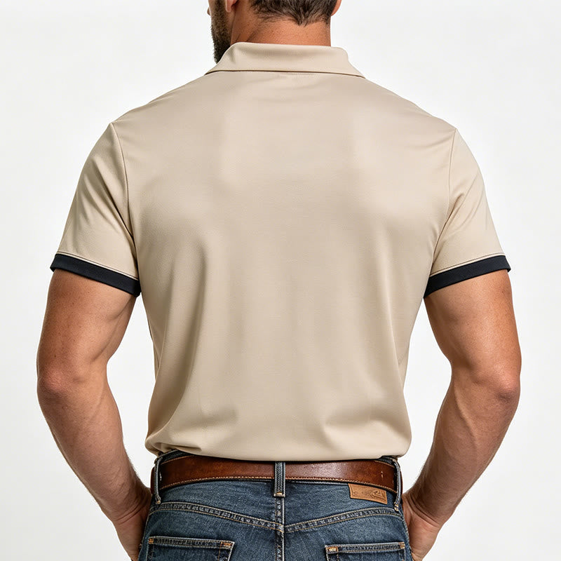 Polo à manches courtes en maille à rayures verticales vintage pour homme - image 16