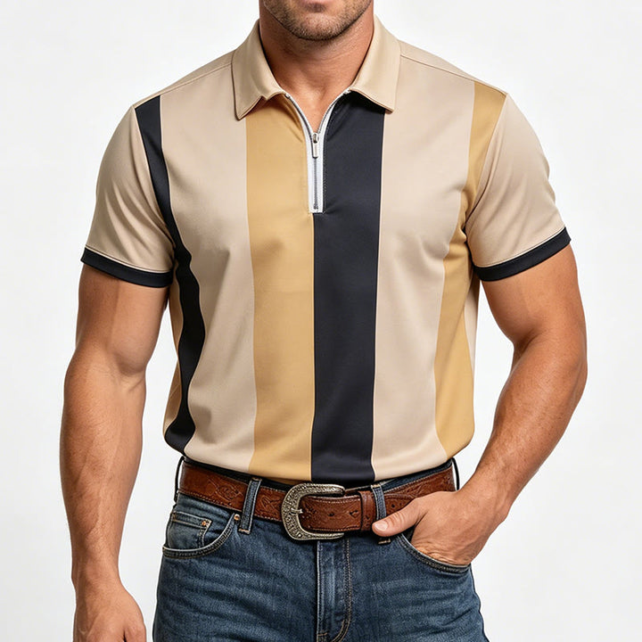 Polo à manches courtes en maille à rayures verticales vintage pour homme - image 15