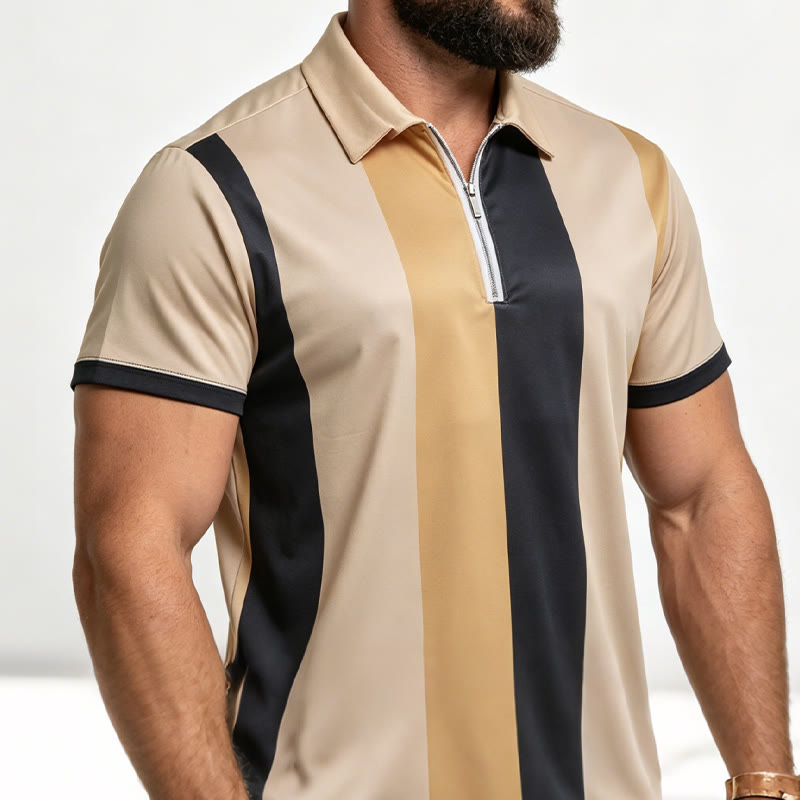 Polo à manches courtes en maille à rayures verticales vintage pour homme - image 17
