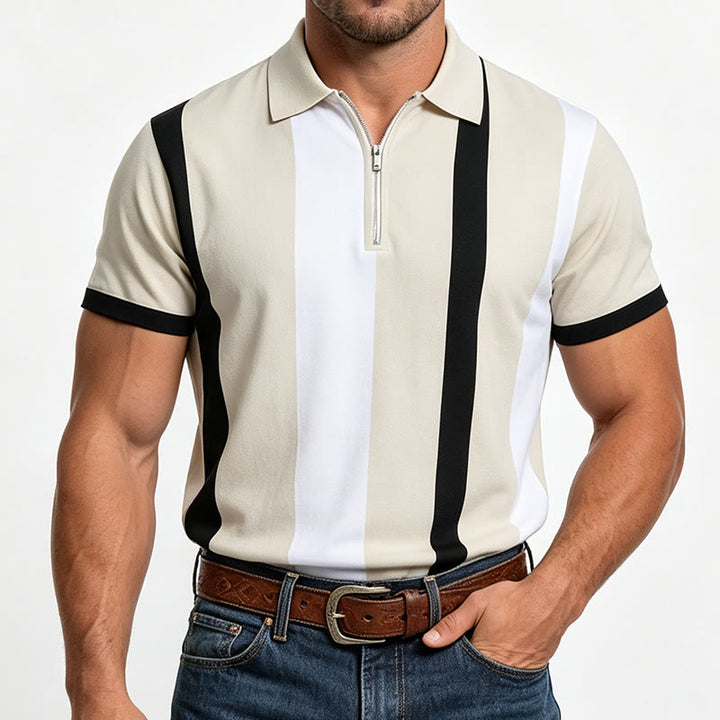 Polo à manches courtes en maille à rayures verticales vintage pour homme - image 11