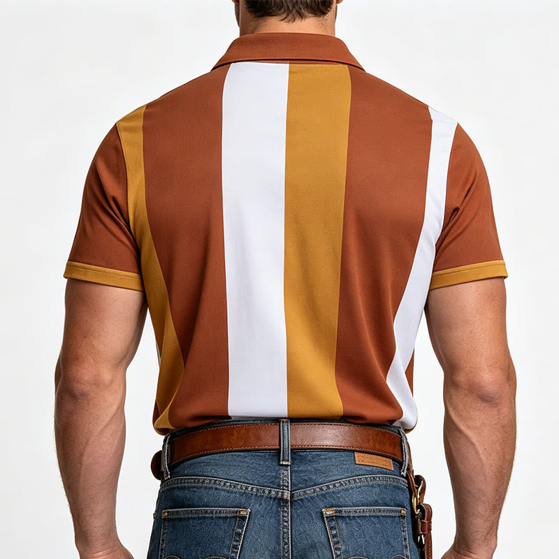Polo à manches courtes en maille à rayures verticales vintage pour homme - image 19