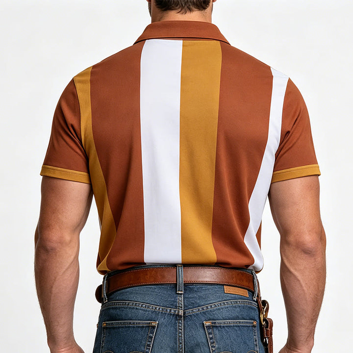 Polo à manches courtes en maille à rayures verticales vintage pour homme - image 19