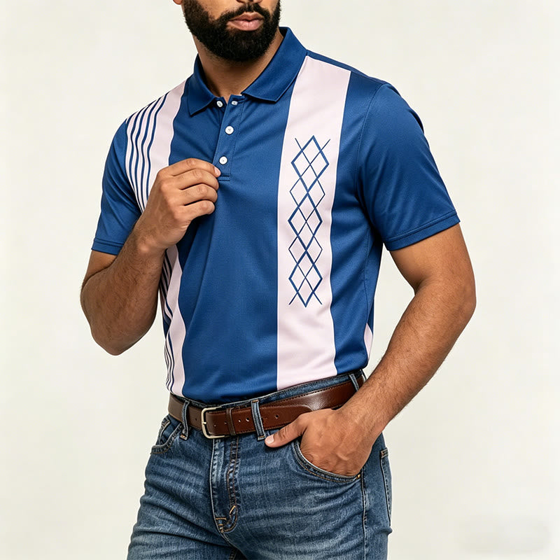 Polo décontracté à rayures vintage pour homme - image 3