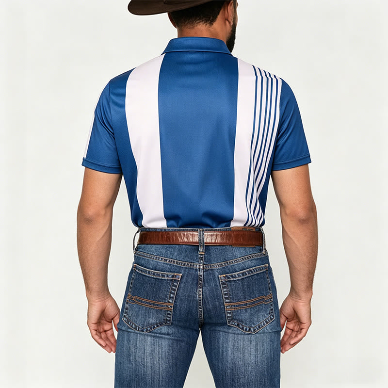 Polo décontracté à rayures vintage pour homme - image 2