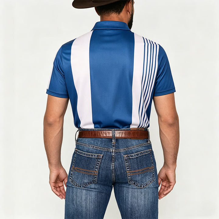 Polo décontracté à rayures vintage pour homme - image 2
