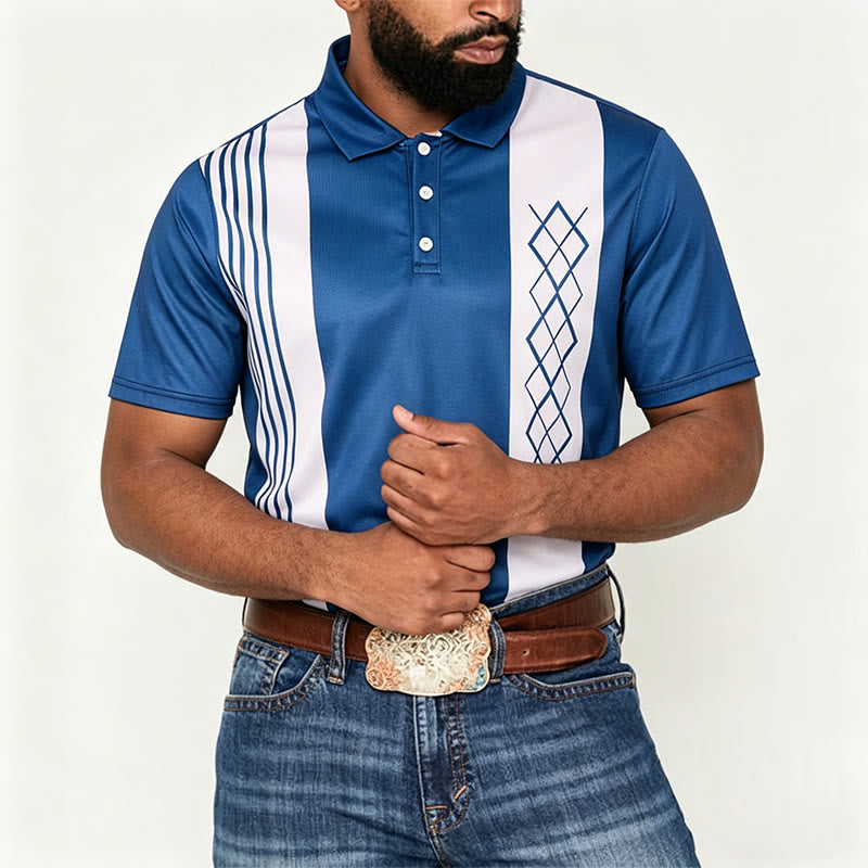 Polo décontracté à rayures vintage pour homme - image 1