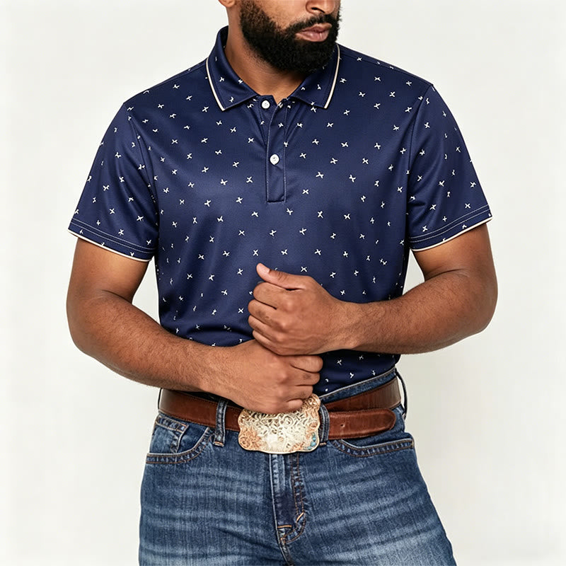 Polo décontracté à manches courtes pour homme, imprimé intégral - image 2