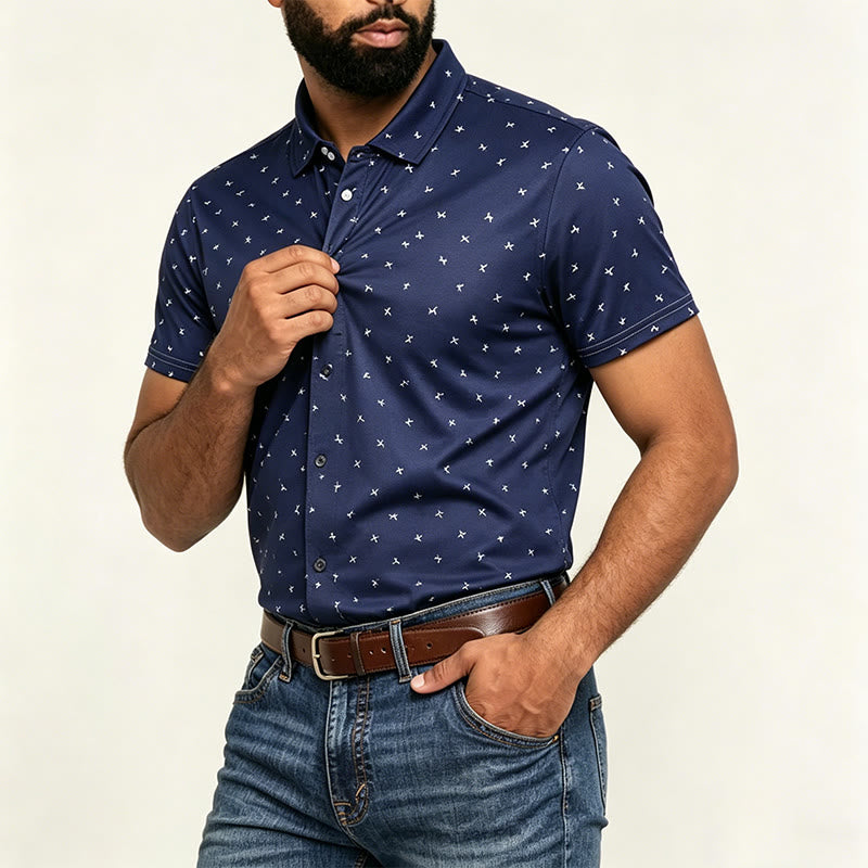 Polo décontracté à manches courtes pour homme, imprimé intégral - image 1