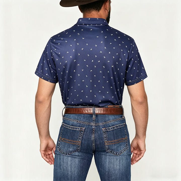Polo décontracté à manches courtes pour homme, imprimé intégral - image 3