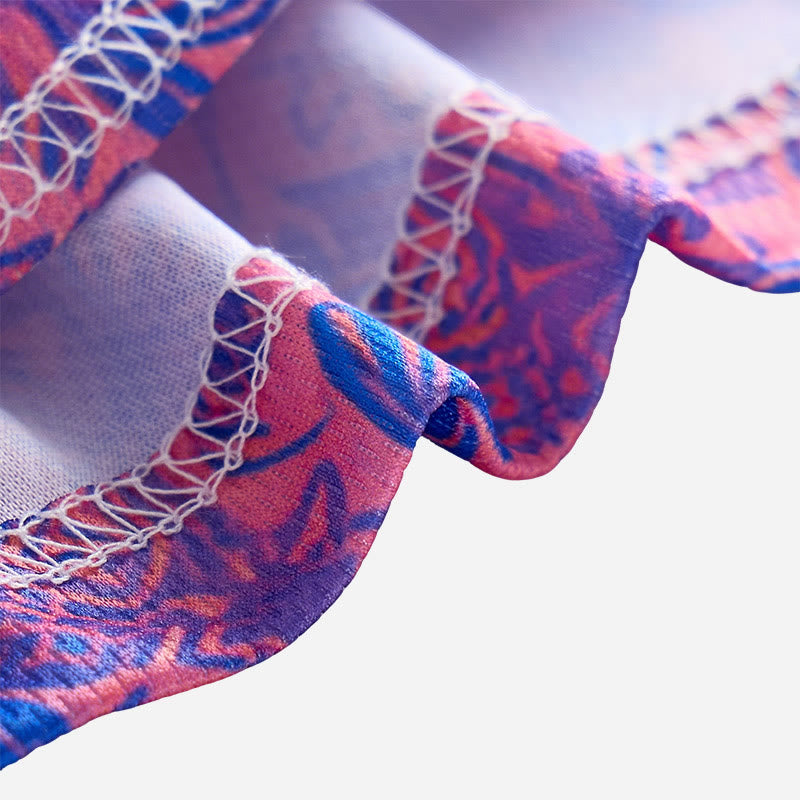 Polo à manches courtes pour homme, imprimé floral rose et bleu - image 4