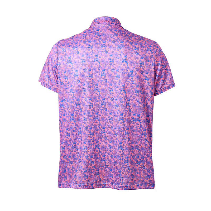 Polo à manches courtes pour homme, imprimé floral rose et bleu - image 10
