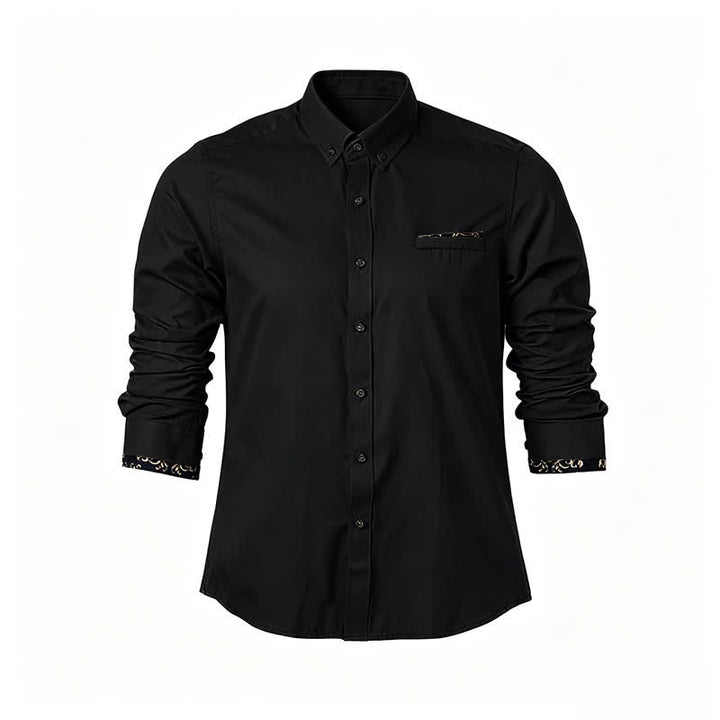 Chemise habillée formelle pour homme avec accent baroque doré - Noir - 5XL - image 3