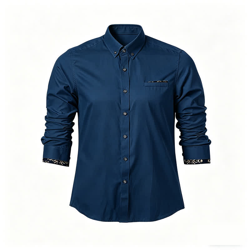 Chemise habillée formelle pour homme avec accent baroque doré - Sarcelle - 5XL - image 5