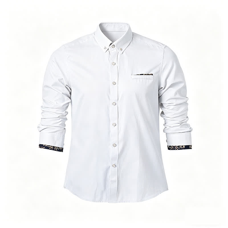 Chemise habillée formelle pour homme avec accent baroque doré - Blanc - 5XL - image 4
