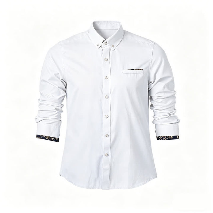 Chemise habillée formelle pour homme avec accent baroque doré - Blanc - 5XL - image 4