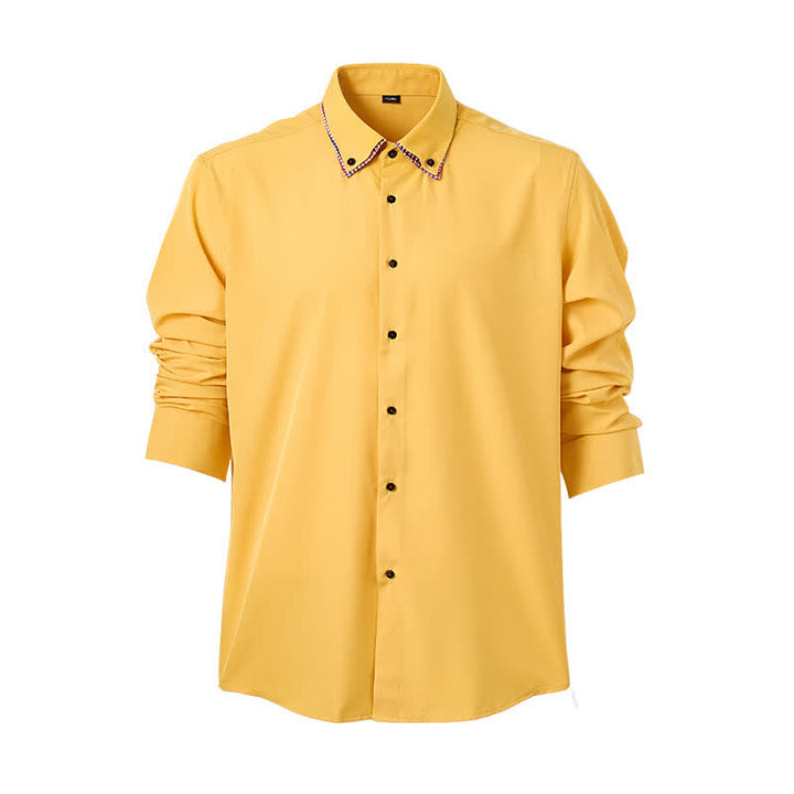 Chemise habillée raffinée pour homme, à carreaux vichy et col double contrasté. - image 11