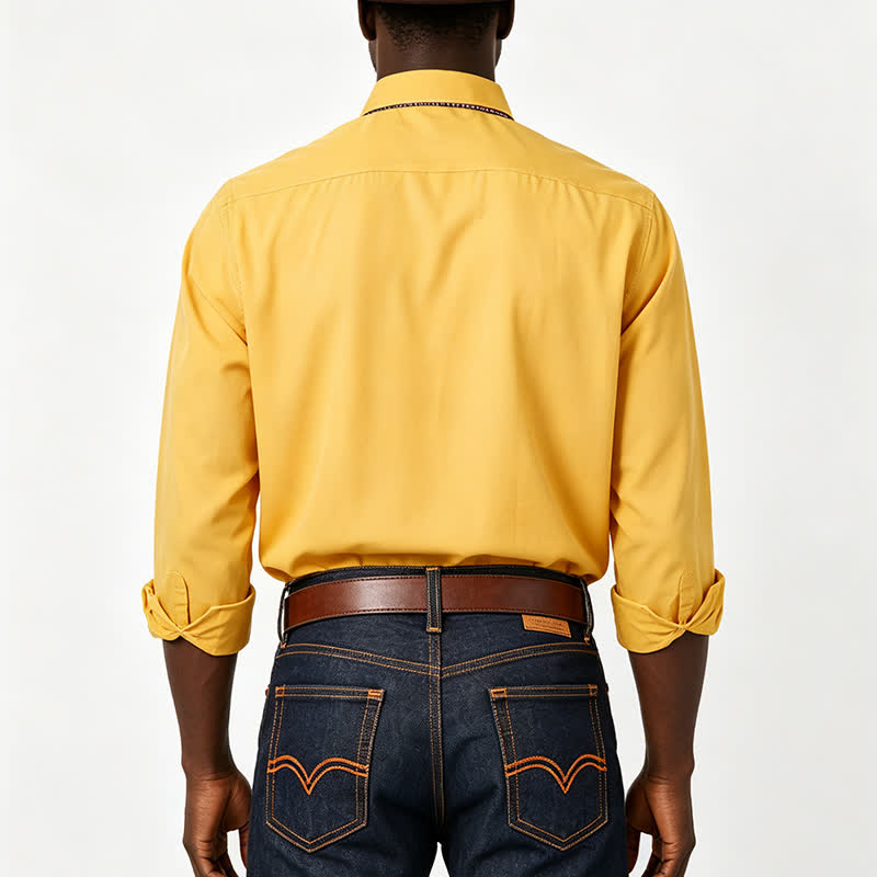 Chemise habillée raffinée pour homme, à carreaux vichy et col double contrasté. - image 2
