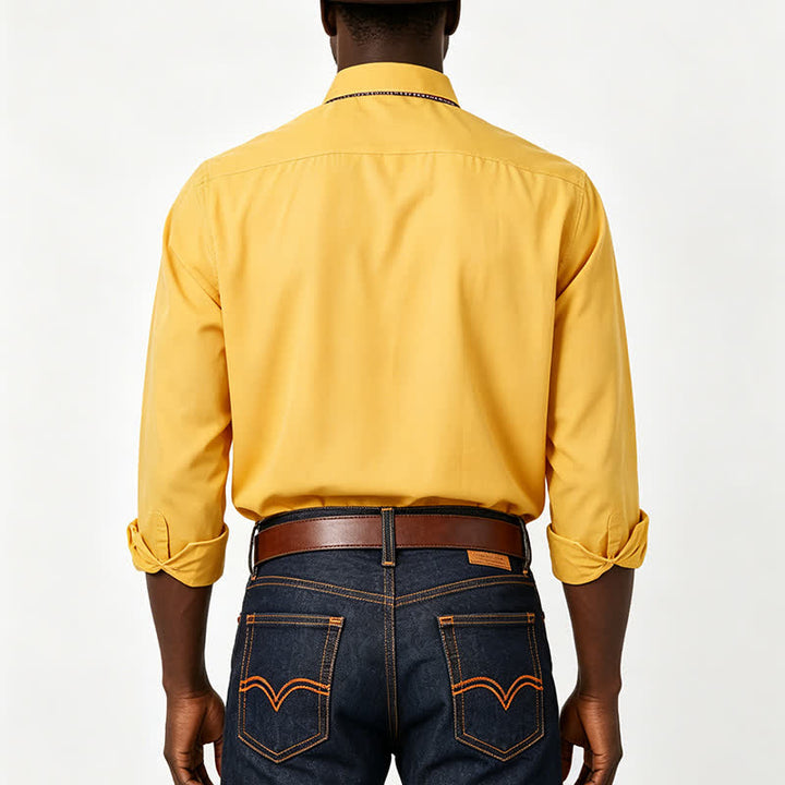 Chemise habillée raffinée pour homme, à carreaux vichy et col double contrasté. - image 2