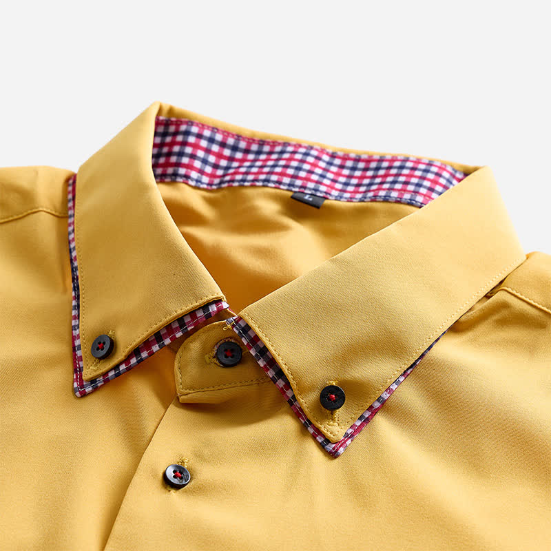 Chemise habillée raffinée pour homme, à carreaux vichy et col double contrasté. - image 6