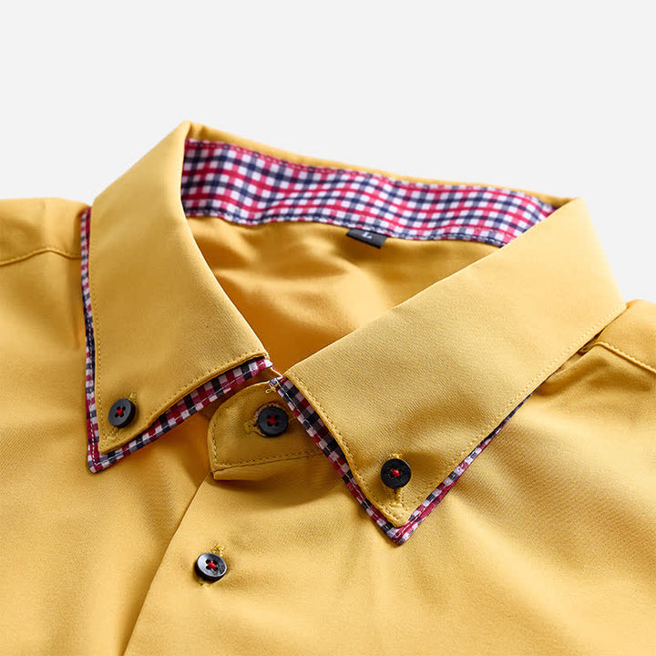 Chemise habillée raffinée pour homme, à carreaux vichy et col double contrasté. - image 6