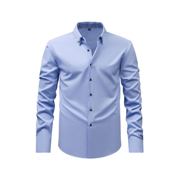Chemise habillée raffinée pour homme, à carreaux vichy et col double contrasté. - Bleu clair - 3XL - image 3