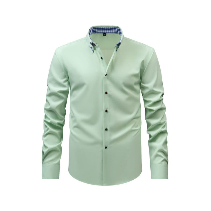 Chemise habillée raffinée pour homme, à carreaux vichy et col double contrasté. - Vert clair - 3XL - image 5