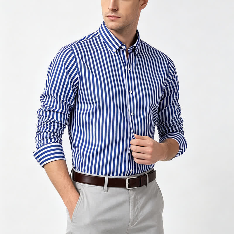 Chemise habillée classique à rayures verticales pour homme - image 3