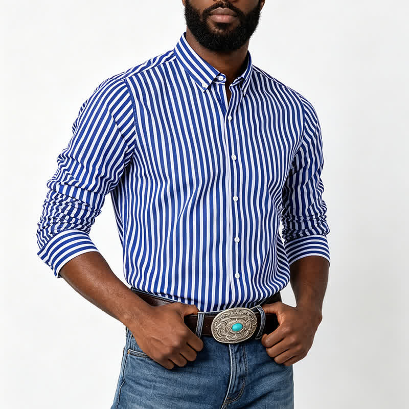 Chemise habillée classique à rayures verticales pour homme - image 1
