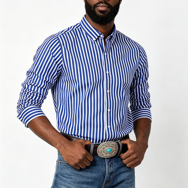 Chemise habillée classique à rayures verticales pour homme - image 1