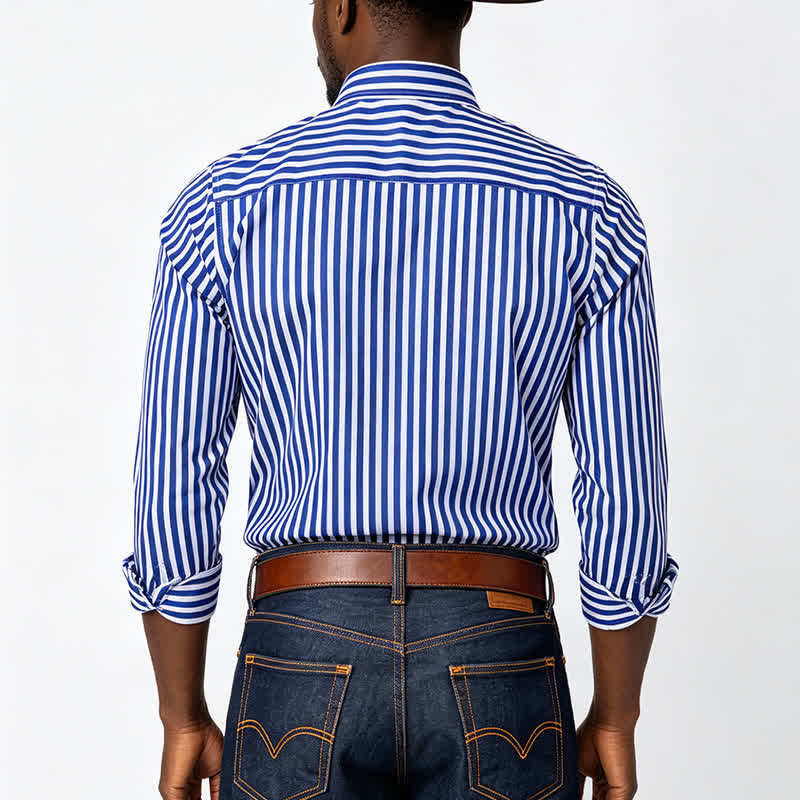 Chemise habillée classique à rayures verticales pour homme - image 2