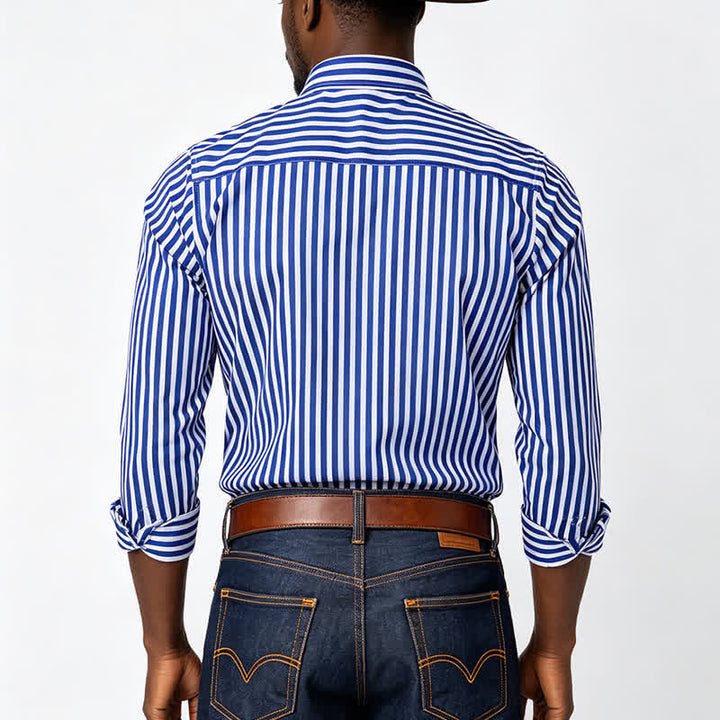 Chemise habillée classique à rayures verticales pour homme - image 2