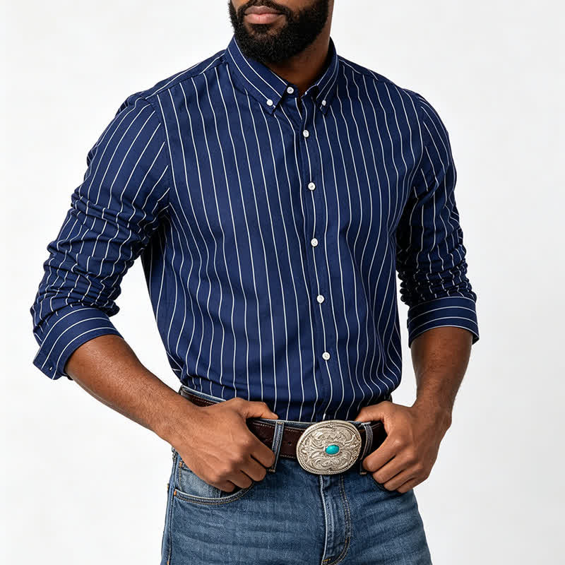 Chemise habillée pour homme à rayures verticales intemporelles - image 1