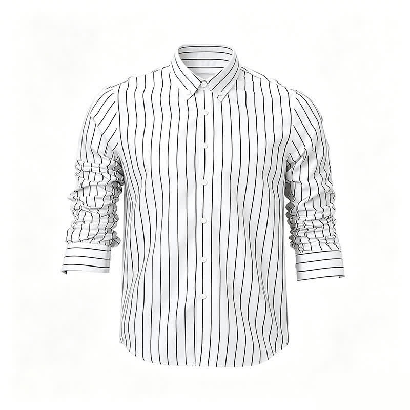 Chemise habillée pour homme à rayures verticales intemporelles - Blanc - 5XL - image 3