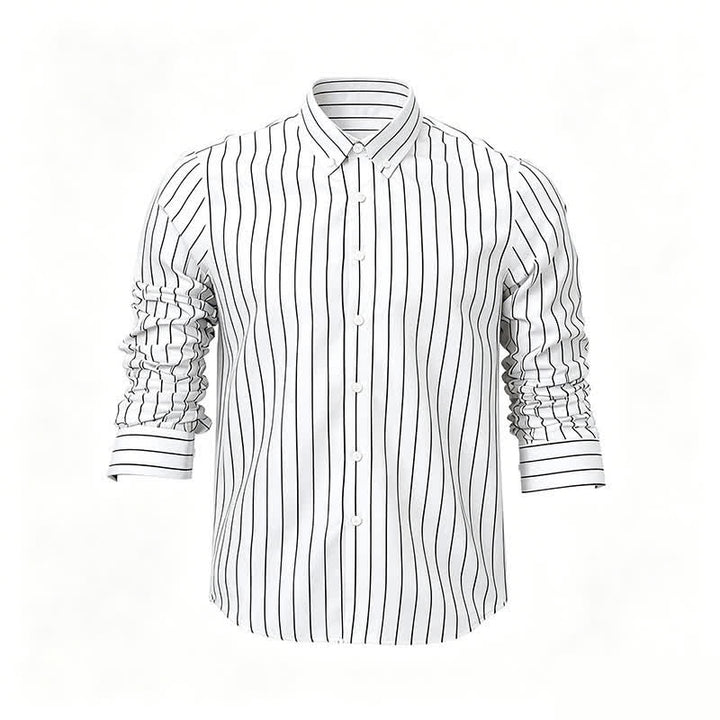Chemise habillée pour homme à rayures verticales intemporelles - Blanc - 5XL - image 3
