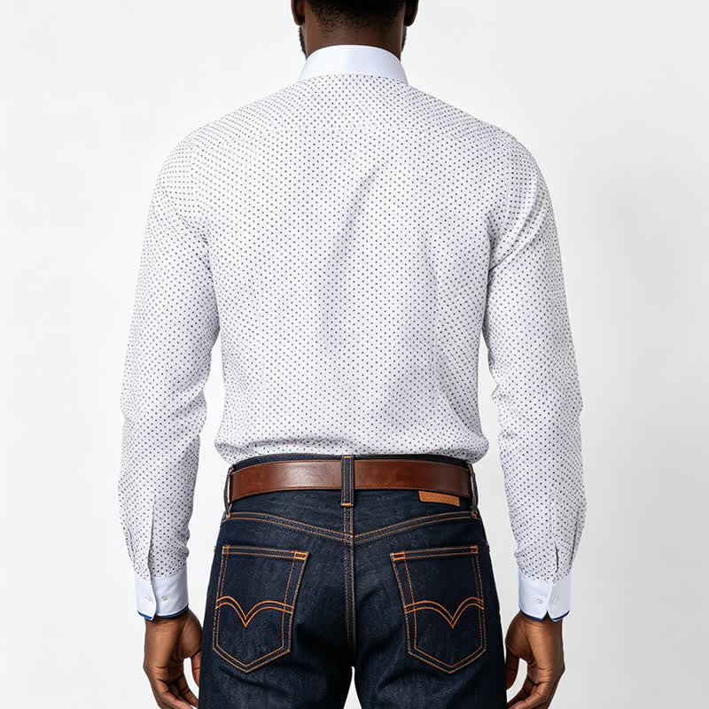 Chemise habillée pour homme à pois et bordures contrastées - image 2