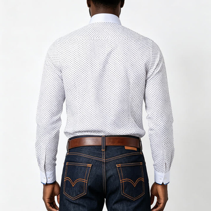 Chemise habillée pour homme à pois et bordures contrastées - image 2