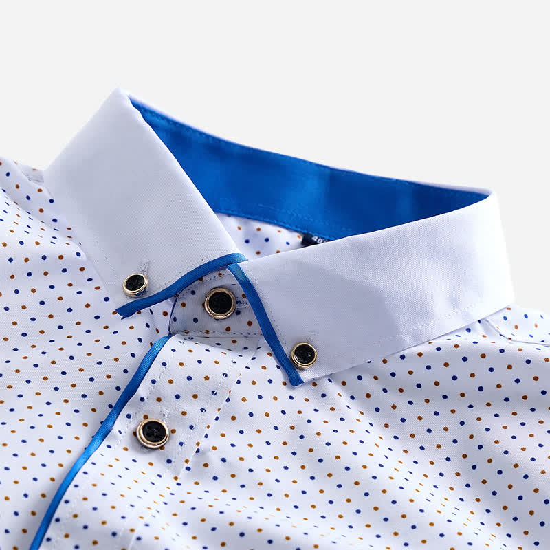 Chemise habillée pour homme à pois et bordures contrastées - image 3