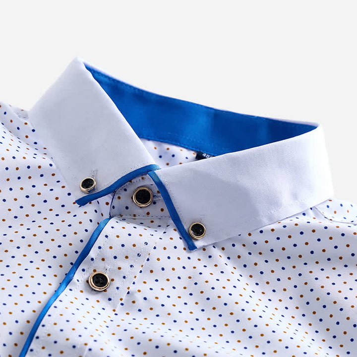 Chemise habillée pour homme à pois et bordures contrastées - image 3