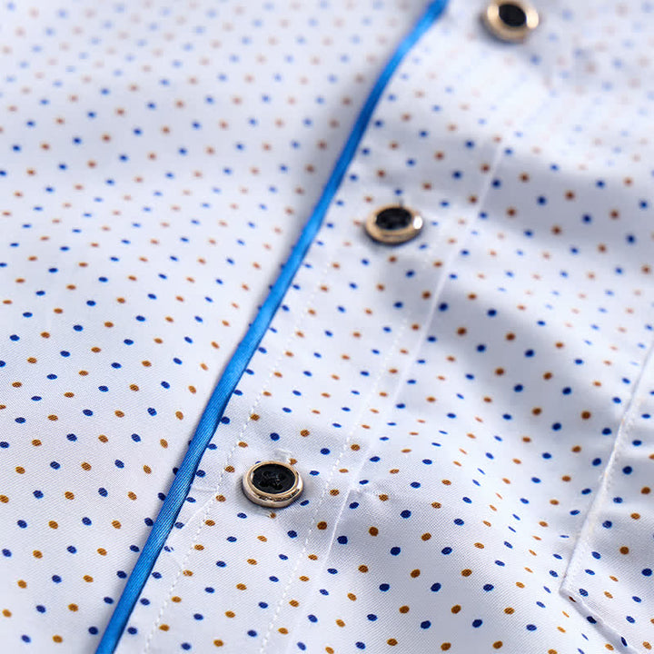 Chemise habillée pour homme à pois et bordures contrastées - image 5