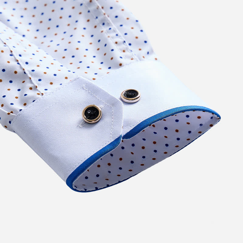 Chemise habillée pour homme à pois et bordures contrastées - image 7