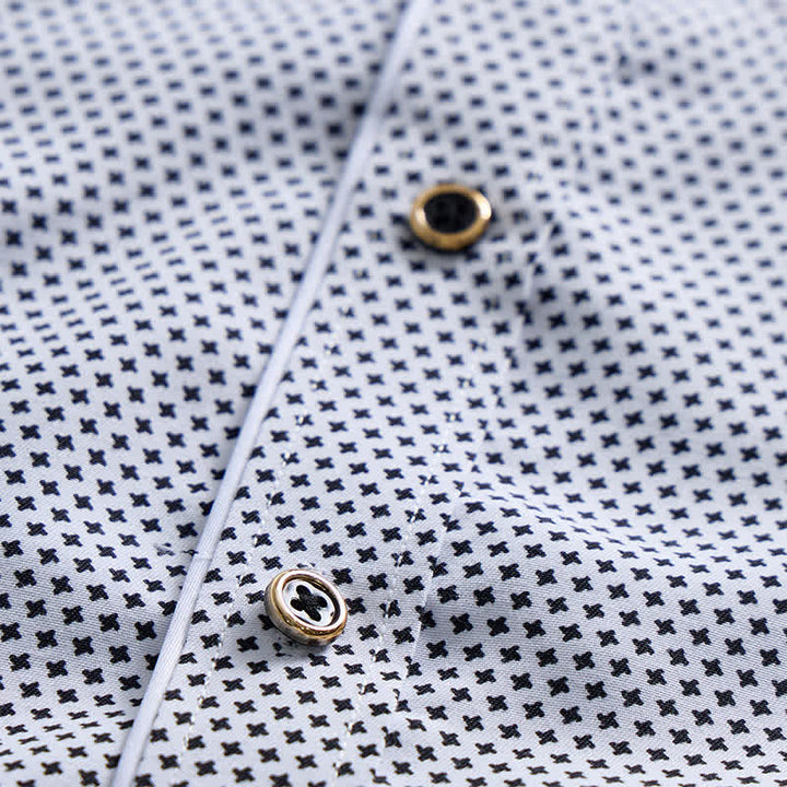 Chemise habillée pour homme à micro-motif croisé noir et blanc - image 5