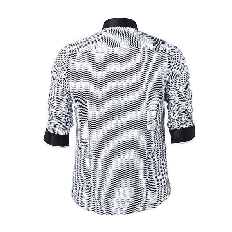 Chemise habillée pour homme à micro-motif croisé noir et blanc - image 9