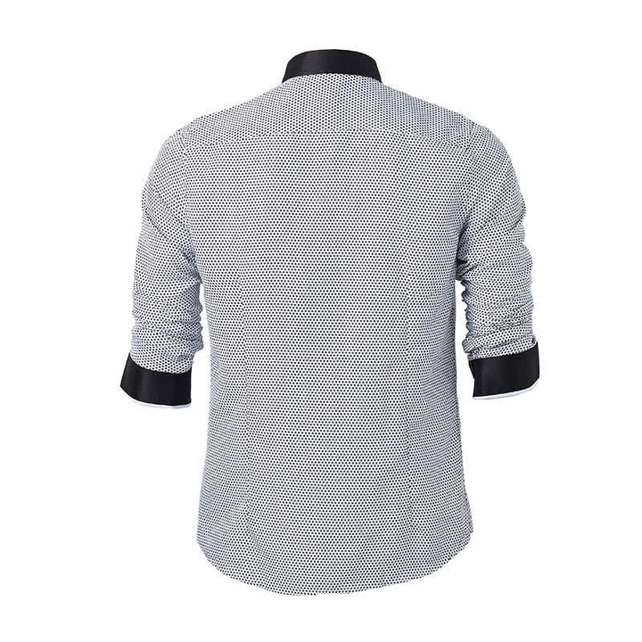 Chemise habillée pour homme à micro-motif croisé noir et blanc - image 9