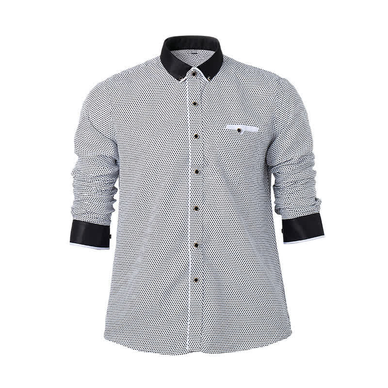 Chemise habillée pour homme à micro-motif croisé noir et blanc - image 8