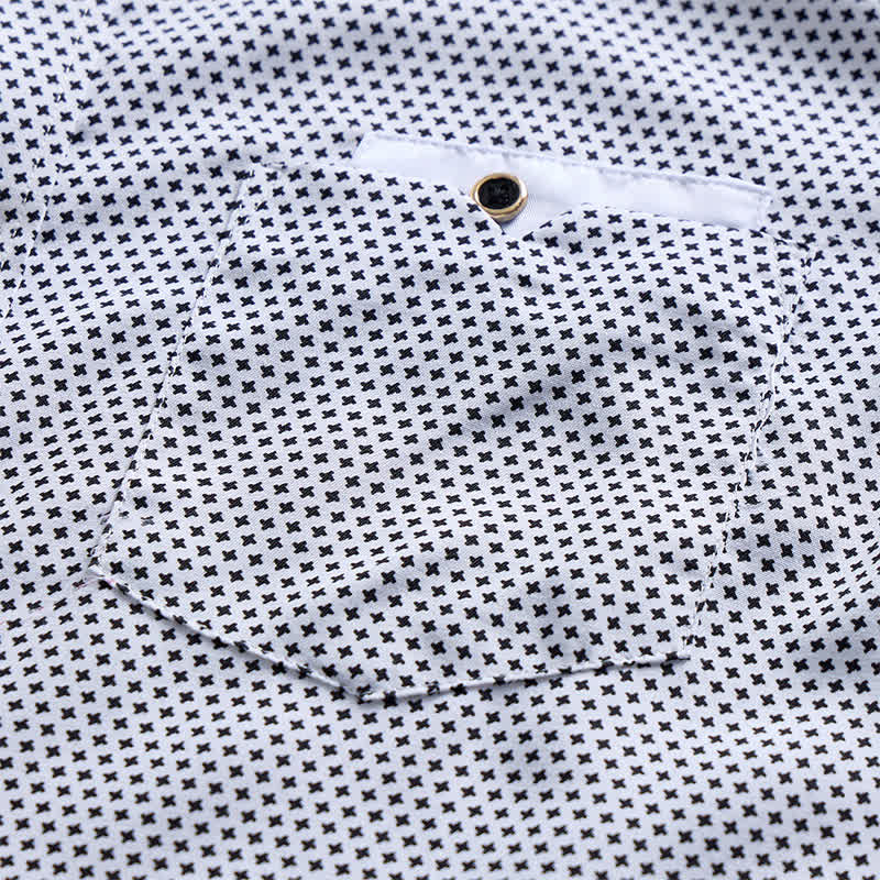 Chemise habillée pour homme à micro-motif croisé noir et blanc - image 4