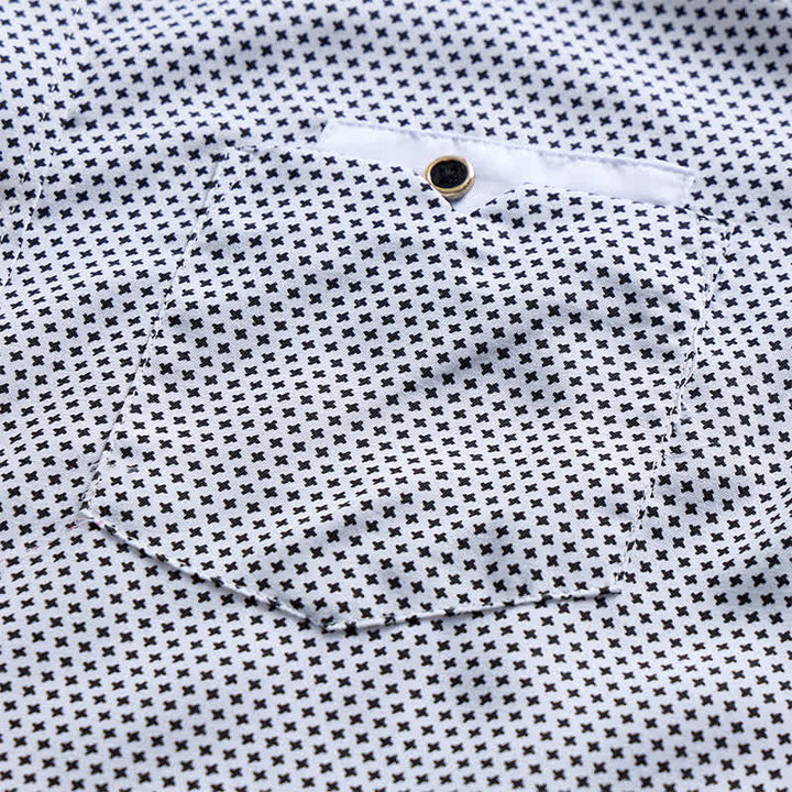 Chemise habillée pour homme à micro-motif croisé noir et blanc - image 4