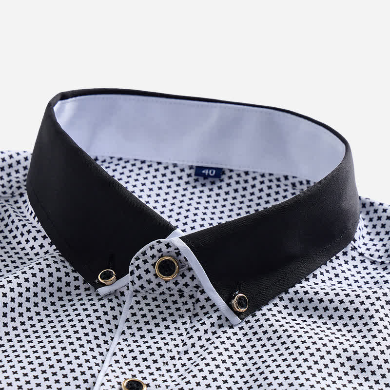 Chemise habillée pour homme à micro-motif croisé noir et blanc - image 3