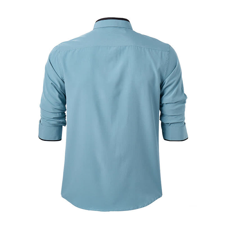 Chemise habillée pour homme à col noir contrastant, col uni - image 8